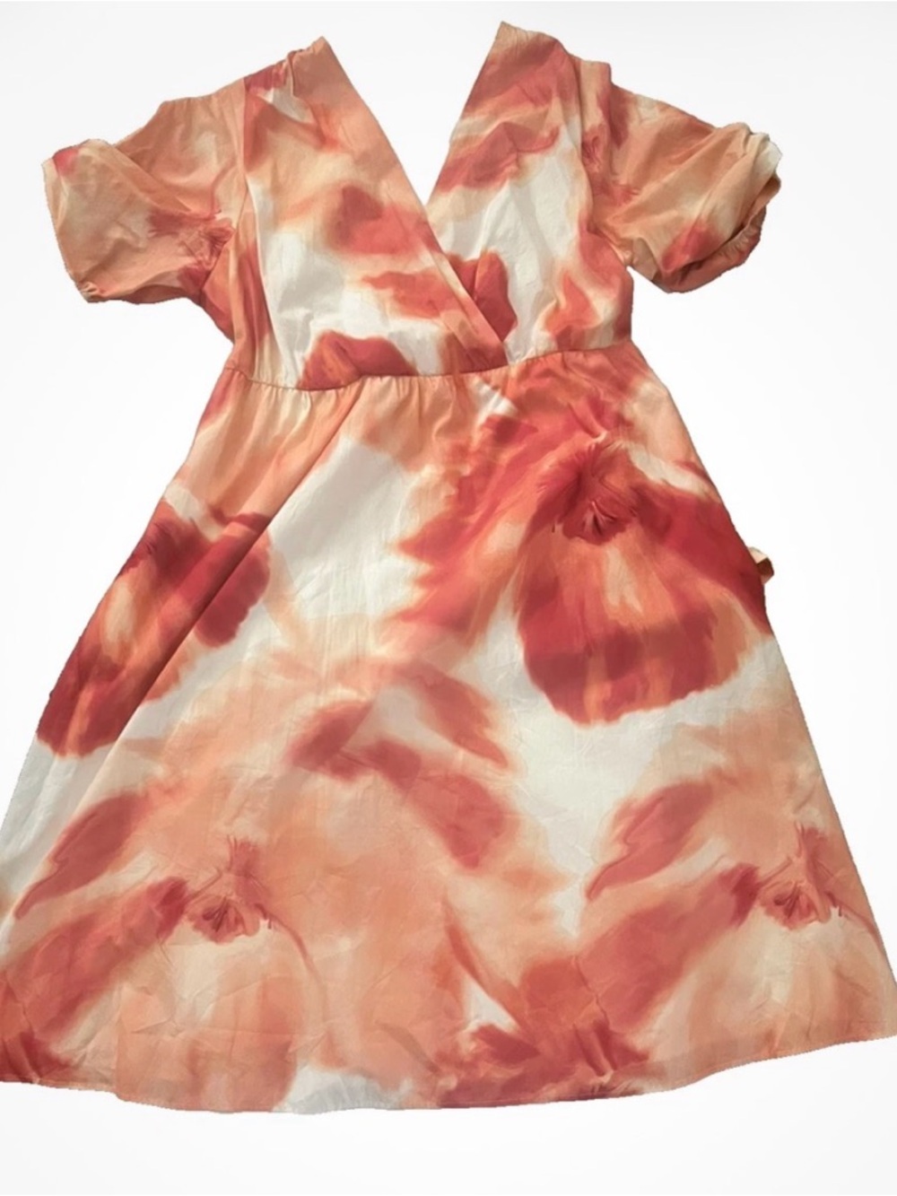 DKNY Plus Size 16W Peach and Coral Watercolor Floral Dress